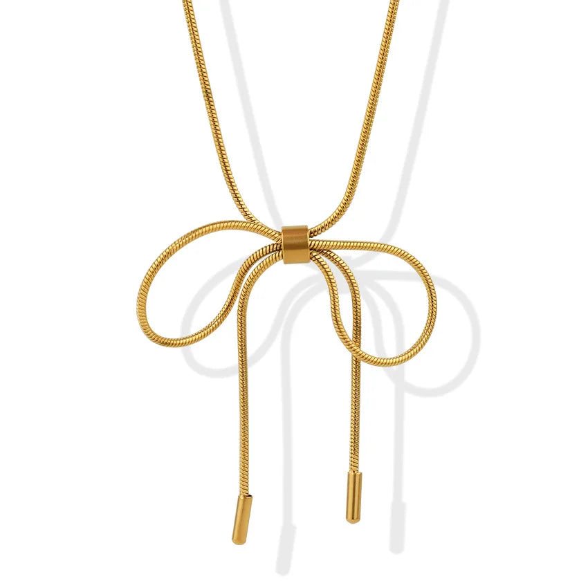 Simple Bow Tie Titanium Steel Necklace Waterproof Stainless Steel Plated 18k Gold Temperament Personalized Necklace Jewelry