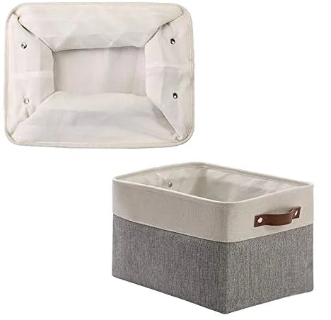 Foldable Set of 6 Water Resistant and Canvas Large With PU Handles for Organizing Shelf Closet Nursery & Off Season Storage Box