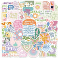 E-50pcs English Danish Pastel Painting Text Stickers Diy Notebook Notebook Self-adhesive Material