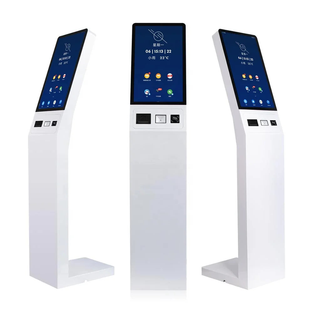 Self-service Kiosk Android Kiosk Touch Screen 21.5inch Floor Stand PC Kiosk With QR Code Scanner/Printer