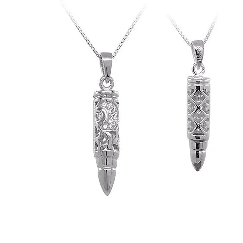 Bullet Design Sterling Silver 925 Engrave Pendant Jewelry Making Supplies for Mens Women