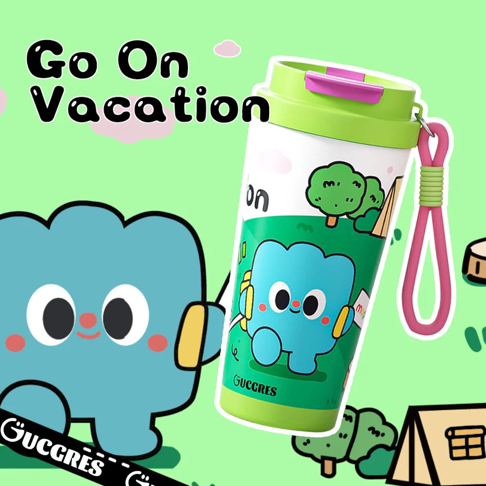 C266 Large-Capacity Vacuum Flask Thermos Cup Cute Cartoon 316 Stainless Steel Vacuum Insulated Cup Kids 500Ml Vacuum Coffee Cup