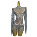 Fashion Pearls Rhinestone Birthday Party Stage Performance Jumpsuit Show Festival Outfit Women Dance Leotard Tassel Bodysuits