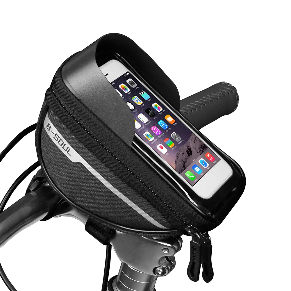 Durable Bicycle Phone Pouch Waterproof Cycling Handlebar Bag with Touchscreen Access Mountain Bike Tool Bag
