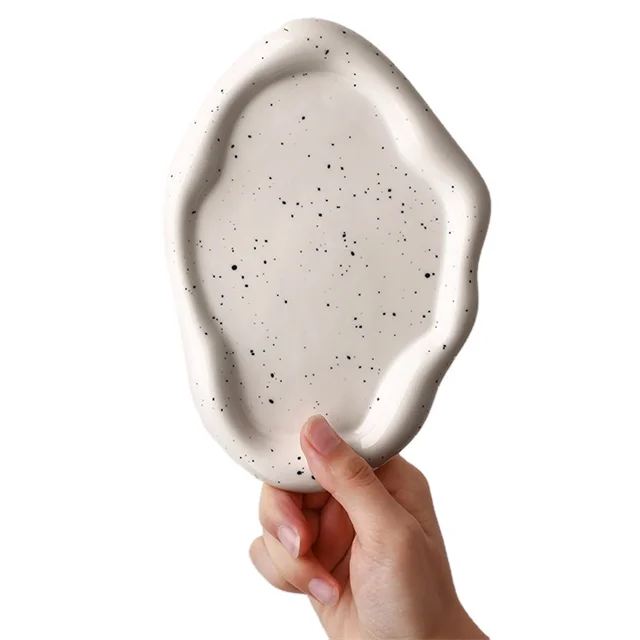 Creative Silver Plated Ceramic Tray for Luxury Jewelry Storage Make-Up Display Tableware for Living Room or Bathroom