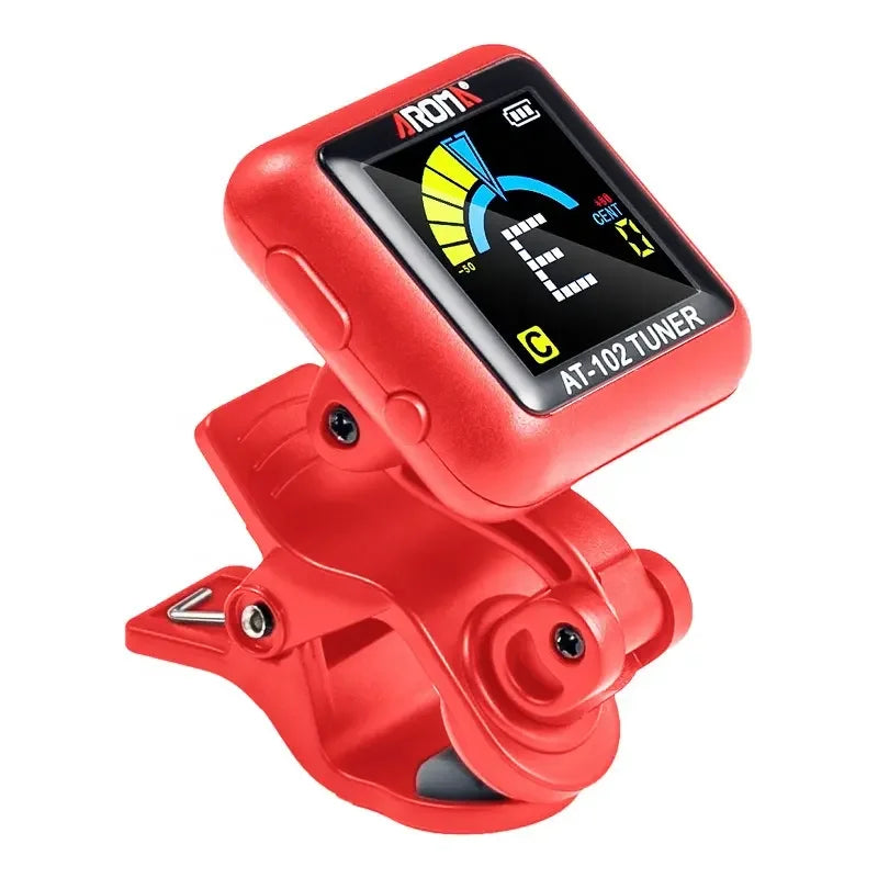 AT-102 2-in-1 Rechargeable Electronic Tuner Rotatable Clip-on Color Screen Built-in USB Cable Musical Instruments Accessories