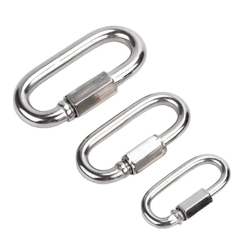 304 Stainless Steel Polished Carabiners Screw Locking Parachute Hooks Quick Link Keychain Snap Hook Chain Connector General