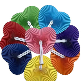 FAREA Simple Folding Round Paper Fan Portable Travel Mini Small Round Fan Heart-shaped Small Folding Kindergarten Gifts Fan