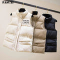 PASUXI 2025 Custom Women's Sleeveless Winter Outerwear Warm Puffer Vest with Stand-Up Collar Lightweight Long Knitted Processed