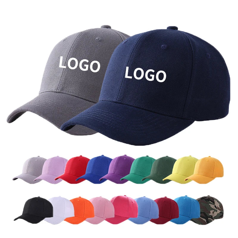 Wholesale 100% Cotton Unisex Hats Metal Buckle 6 Panel Gorras Heat Stamping  Embroidered Baseball Cap Custom Logo