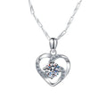 Hot Sale 925 Sterling Silver Jewelry Moissanite Heart Pendant Necklace With Micro Pave Test Diamond Silver Chain for Women
