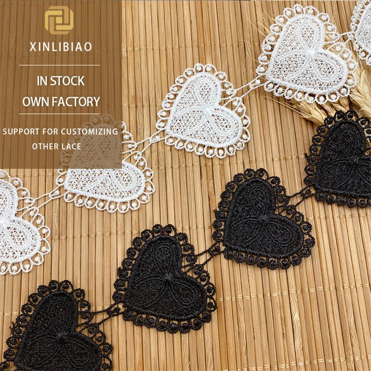 Direct From Manufacturer DIY Love Peach Embroidery Water Soluble Polyester Lace Fabric for Garments for Dresses Mesh Accessories