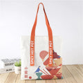 Custom Cotton Canvas White Letter Pattern Medium Shopping Tote & Clutch Bag Shopping Bag