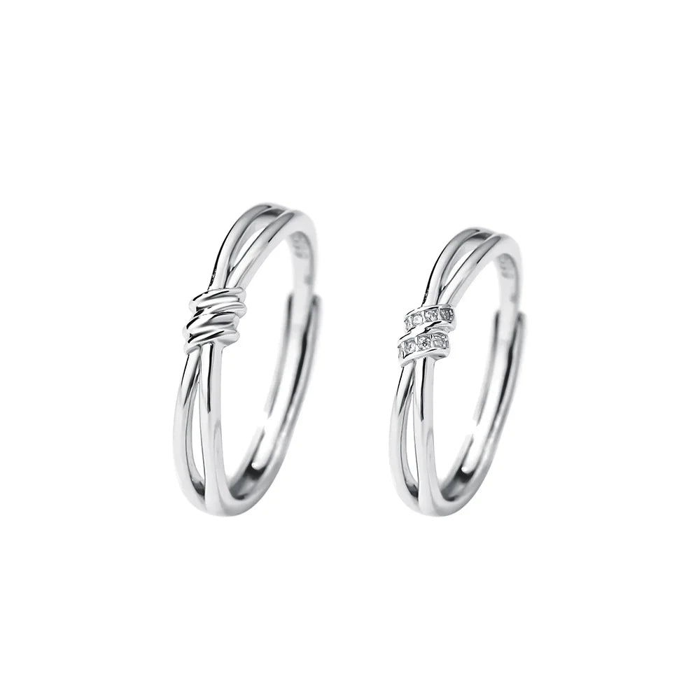 Light Luxury Zircon Diamood Adjustable 925 Sterling Silver Men Women Couple Band Ring Jewelry for Lovers Factory Wholesale