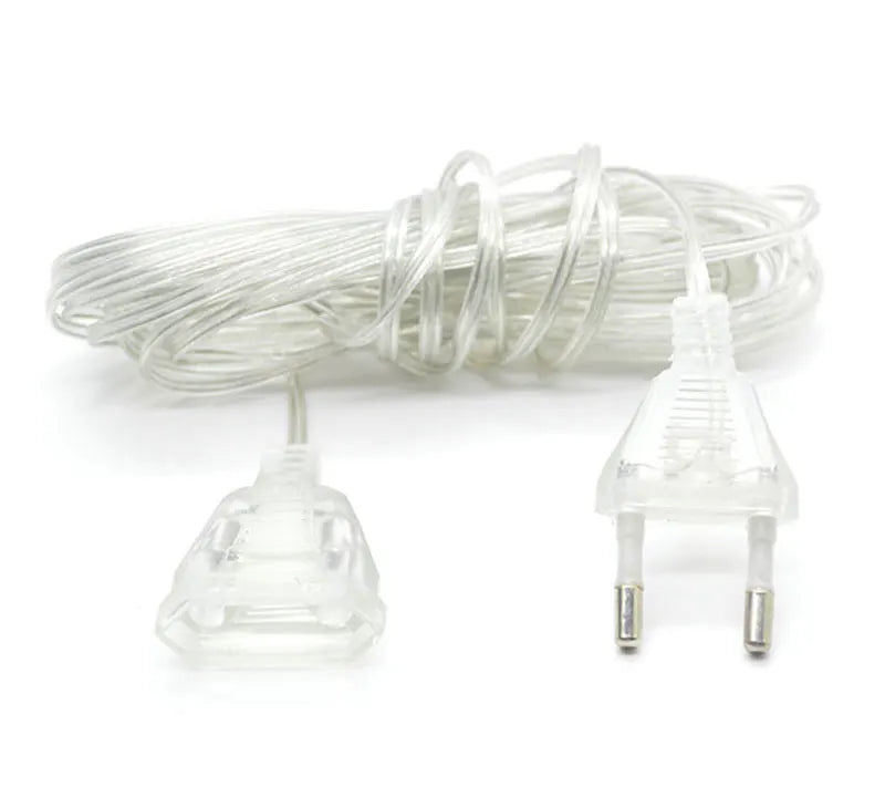 AC220V Transparent Power Extension Cord 3M EU String Wire AC Standard Switch Cable for Christmas Fairy String LED Light Lamp