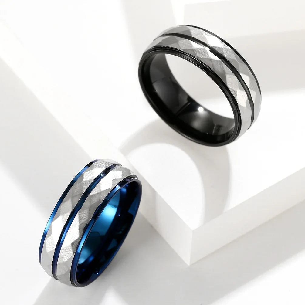 Classic Fashion Blue Design Men Ring Stainless Steel Trendy Men Gents Luxury Jewelry Ring