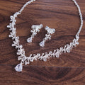 New Korean Necklace Earrings Set Zircon Earrings Alloy Bride Wedding Two-piece Wedding Dress With Accessories