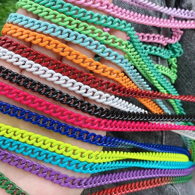 Stainless Steel Neon Color Enamel Chain Not Fade Hip Hop Style Rolls Chain Jewelry DIY for Necklace Bracelet Anklet Making