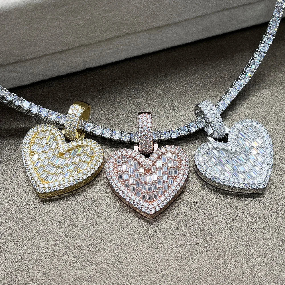 925 Sterling Silver Iced Out Moissanite Jewelry Vvs1 Diamond Moissanite Pendant Necklaces for Men Women