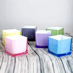 Wholesale Contemporary Handmade Square Large Glass Tabletop Vase for Home Flower Decor