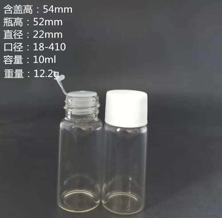 10ml Glass Bottle with Plastic PP Screw Cap Separate Bottle Filling Liquid Particles Essential Oil Bottle
