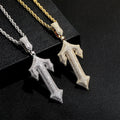 Hip Hop Gold Plated Letter Pendant Full CZ Zircon Cross Necklace Men Iced Rope Chain Fashion Jewelry