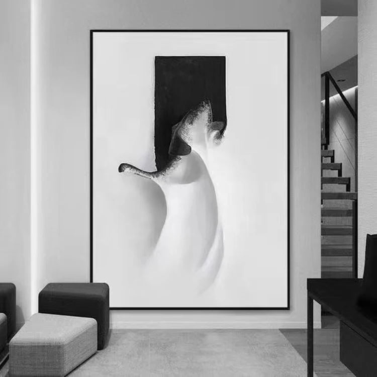 Hotel Artwork Supplier Decorative Painting and Simple Factory Custom Size Modern Design Abstract Canvas Printed Black and White