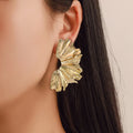 2024 Top Quality Custom Fashion Jewelry Gold Plated Ear Rings Unique Ginkgo Leaf Earrings for Women