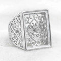 Sterling Silver 14*19/17*22mm Semi Mount Men's Ring Frame Empty Blank Bar Bezel Setting S925 Without Center Stone for DIY Inlay