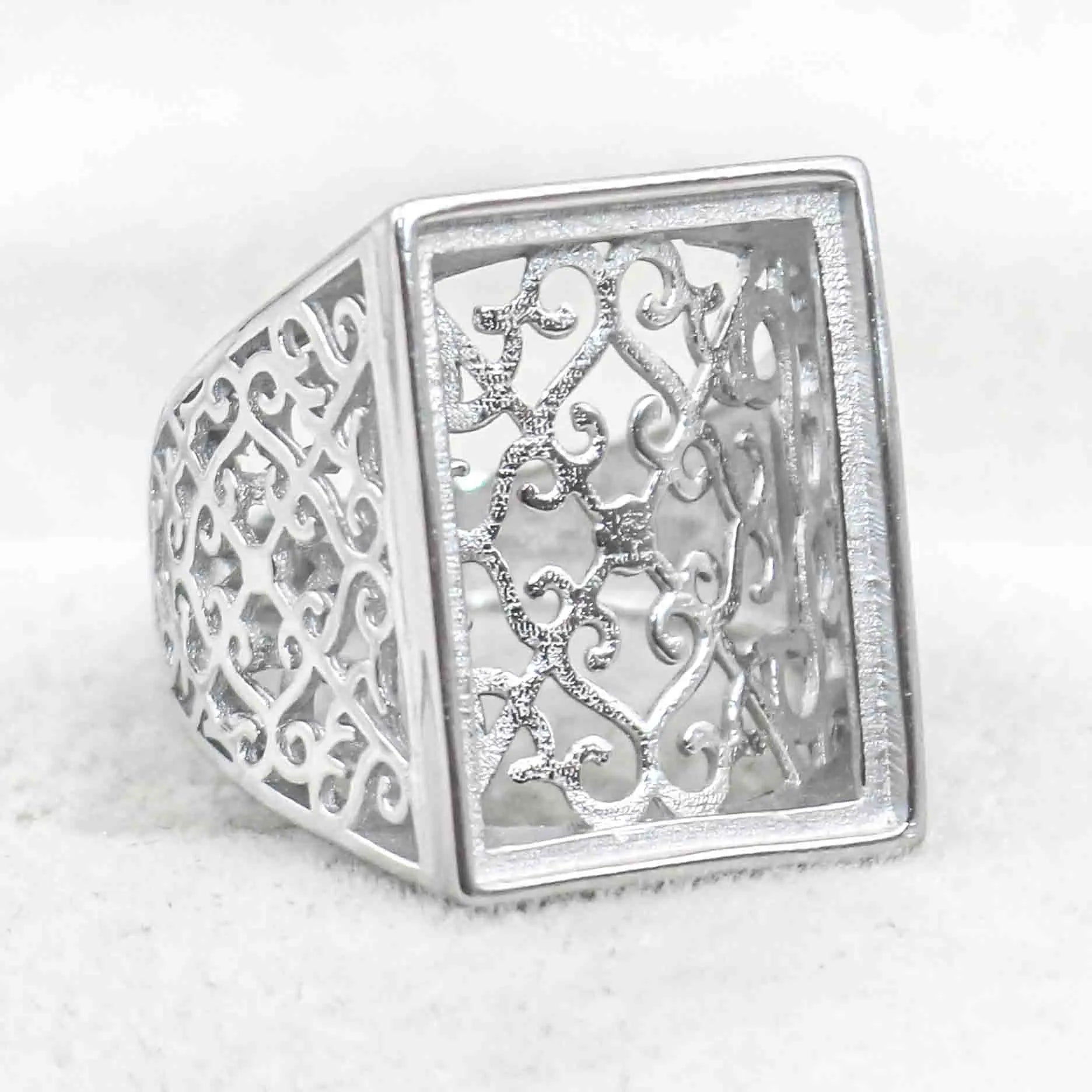 Sterling Silver 14*19/17*22mm Semi Mount Men's Ring Frame Empty Blank Bar Bezel Setting S925 Without Center Stone for DIY Inlay