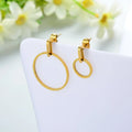 Stainless Steel Fashion Jewelry Double Two Circle Big Round Hoop Dissymmetry Earrings