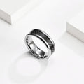 New Arrival Men's Tungsten Steel Ring Silver and Black  Plated comfort Fit Carbon Fiber Ring Custom Made Jewelry