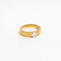 Fenny 18K Gold Plated Wholesale Waterproof Stripe Pattern Luxury Cubic Crystal Stainless Steel Finger Ring Trendy for Women