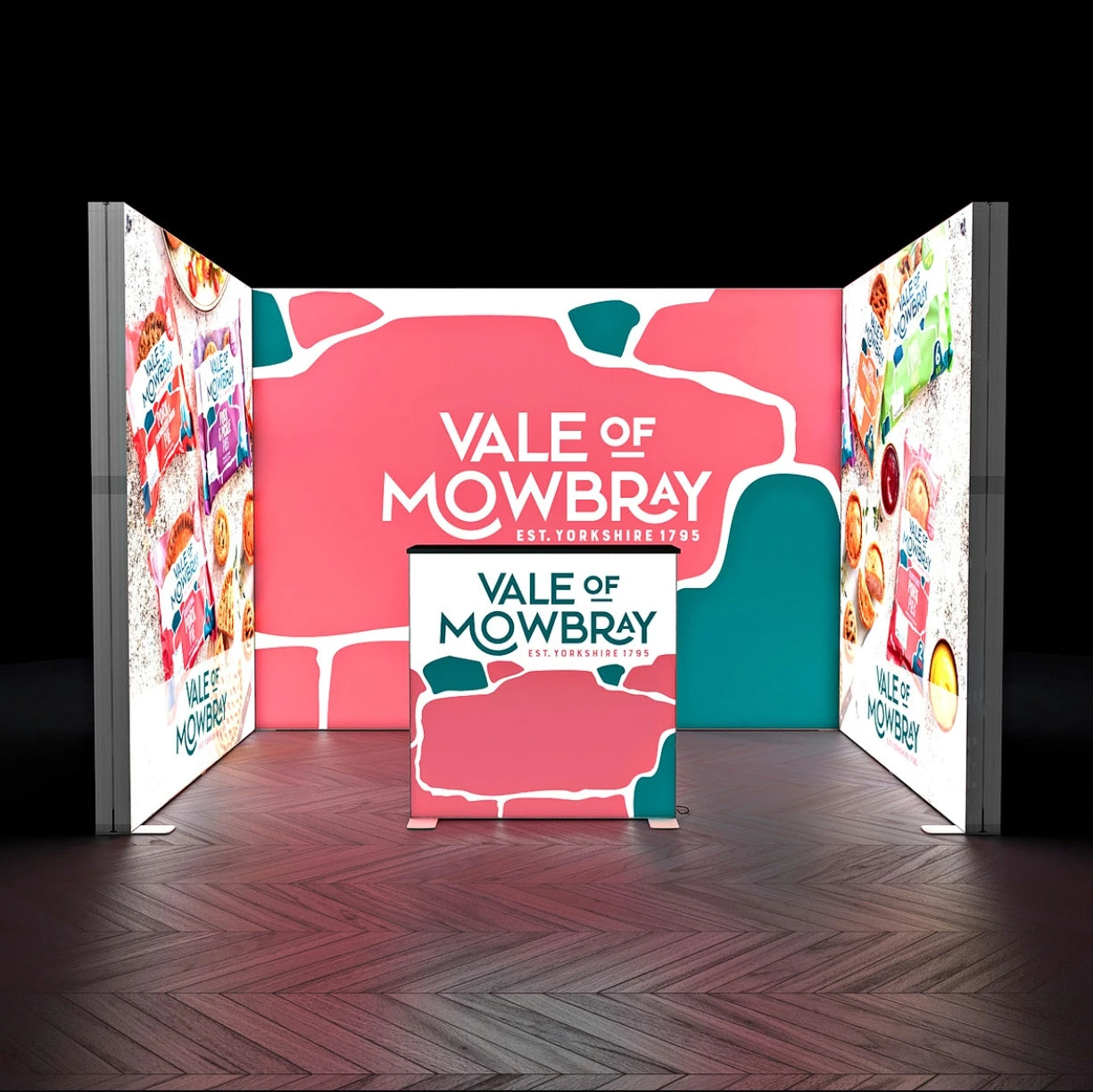 10x10 Trade Show Booth Design Freestanding LED Lightbox Display New LED Alternative to Pop up Banners Custom Fabric Fair Stand
