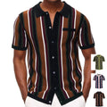 Summer Stripe Men'S Large Breathable Short Sleeve Button Boys' Clothes Casual Wear Sport Oversize T-Shirt