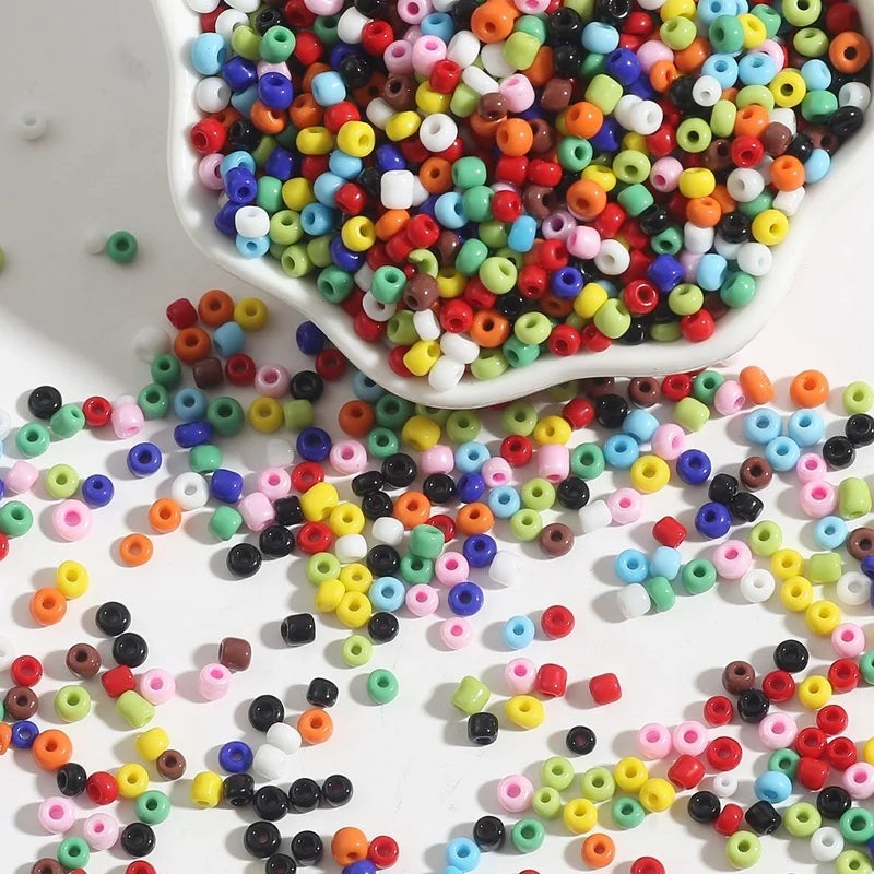 HFOUR Wholesale 15g/bag Solid Color 2mm 3mm 4mm Glass Seed Bead Flatback Bracelets for Kids 3D Sew-On Rhinestones