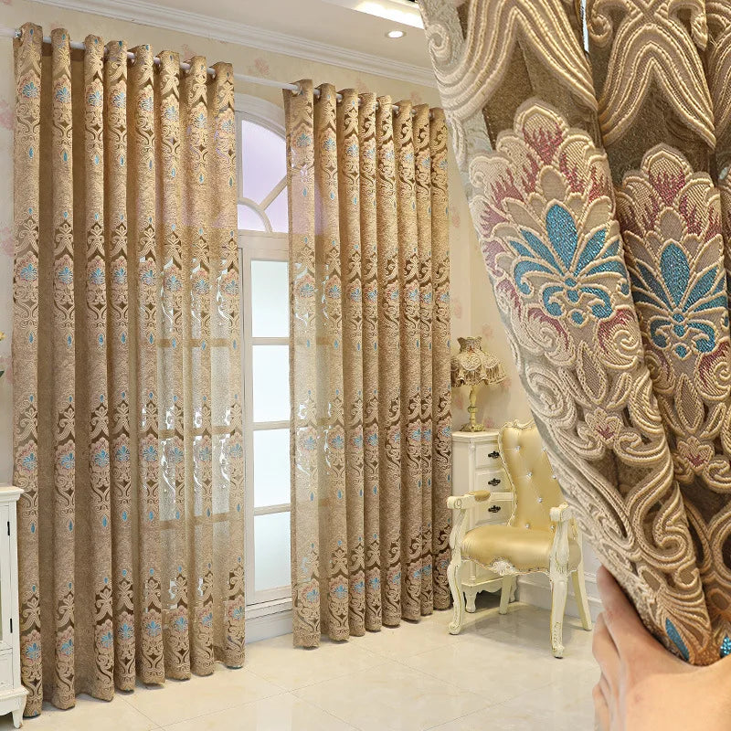 Hot Selling Cheap Embroidery Semi Sheer Curtain European Style Sheer Curtains for Living Room Embroidered Window Curtains