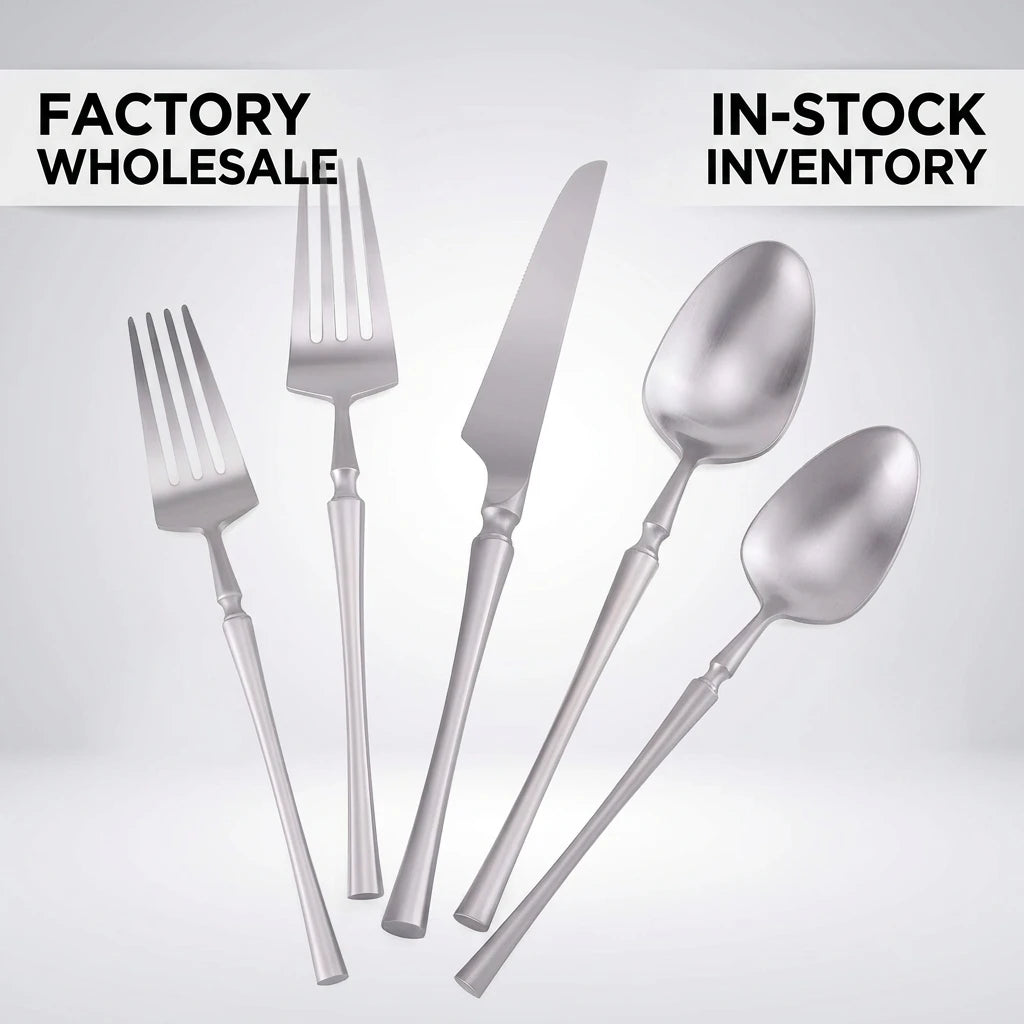 New Sustainable Modern Stainless Steel Knotted Cutlery Set with White Handle for Business Gift Mirror Polish Small Waist Design