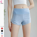 Women's Quick Dry Running Shorts with Zipper Pockets Solid Pattern Athletic Workout Gym Shorts with Liner