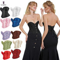 Thong Shapewear Vintage Gothic Overbust Corset Lace Cropped Top Satin Elastic Boned Bustier Plus Size 6XL Solid Women