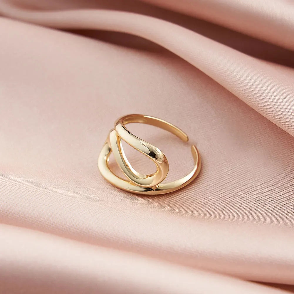 RINNTIN GAR01 Korean Style Two Layers Hot Selling Gold Plated S925 Sterling Silver Open Adjustable Fashion Rings for Women