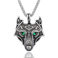 Norse Odin Amulet Scandinavian Jewelry Viking Fenrir Wolf Necklace Gemstone Eye Stainless Steel Viking Wolf Necklace