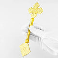 HT 20cm Orthodox Blessing Cross Ethiopian Cross Gold Alloy Handheld Cross with Engraving for Church Ceremony Christian Gift