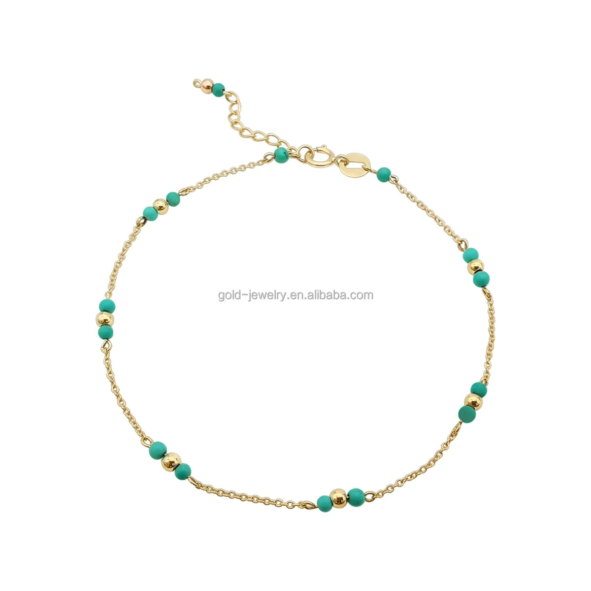 1000s Jewelry 18K Real Gold Bracelet Wholesale Women Charm Bracelet Ball Chain Gold with Gem Stone Chinese Factory Yellow 2 Pcs
