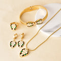 New Women Tarnish Free 316L Stainless Steel 4 Pcs Jewelry Set 18k Gold Plated Enamel Snake Necklace Earrings Bangle Ring Set
