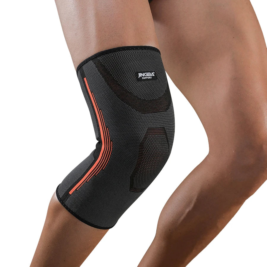 JINGBA Wholesale Customize  Best Sports Basketball Gym Compression Bandage 3d Knit Adjustable Hinged Knee Sleeve Support Brace