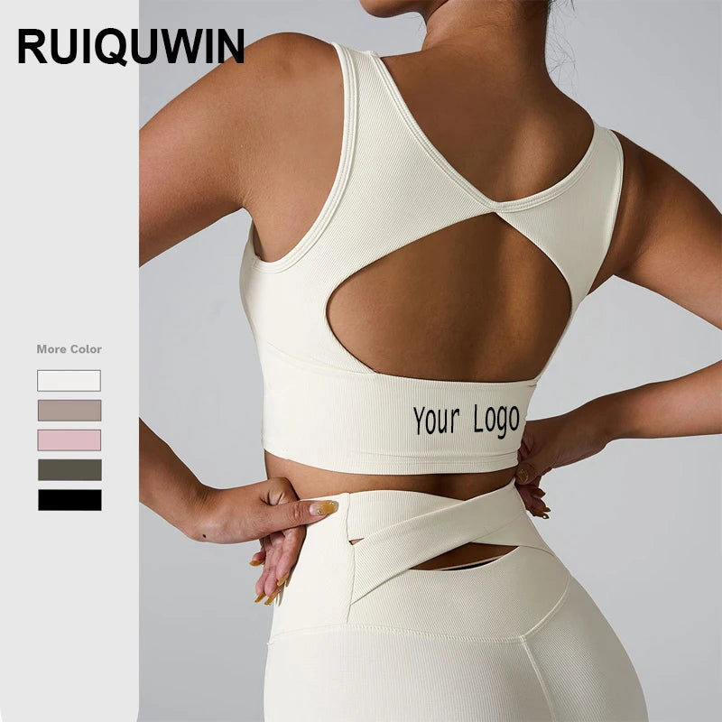 RUIQUWIN Wholesale Custom Women Sports Push up Bra Seamless Quick Dry Sports Fitness Tank Tops High Impact Sport Bra for Women