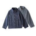 Men's Single Breasted Jacket 100% Cotton Stripe Shirt with Chest Pockets for Autumn/Winter Work Wear Cargo Clothing Hot Supplier