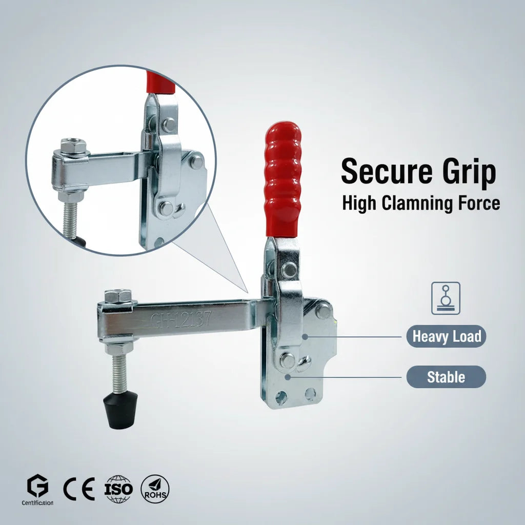 GH-12137 Adjustable Toggle Lever Clamp Weldable Latch 227KG Load Capacity Galvanized Surface Metal Construction Inch/Metric