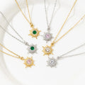 Fashion Sweater Chain Simple Jewelry Stainless Steel Plated 18k Octagon Star Zircon Pendant Sun Necklace